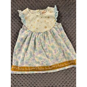 Matilda Jane Hello Lovely Blue Dot Floral Flutter Dress EUC 4